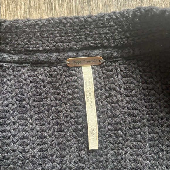 Free People Black Ribbed Knit Cardigan Sweater - Picture 3 of 7